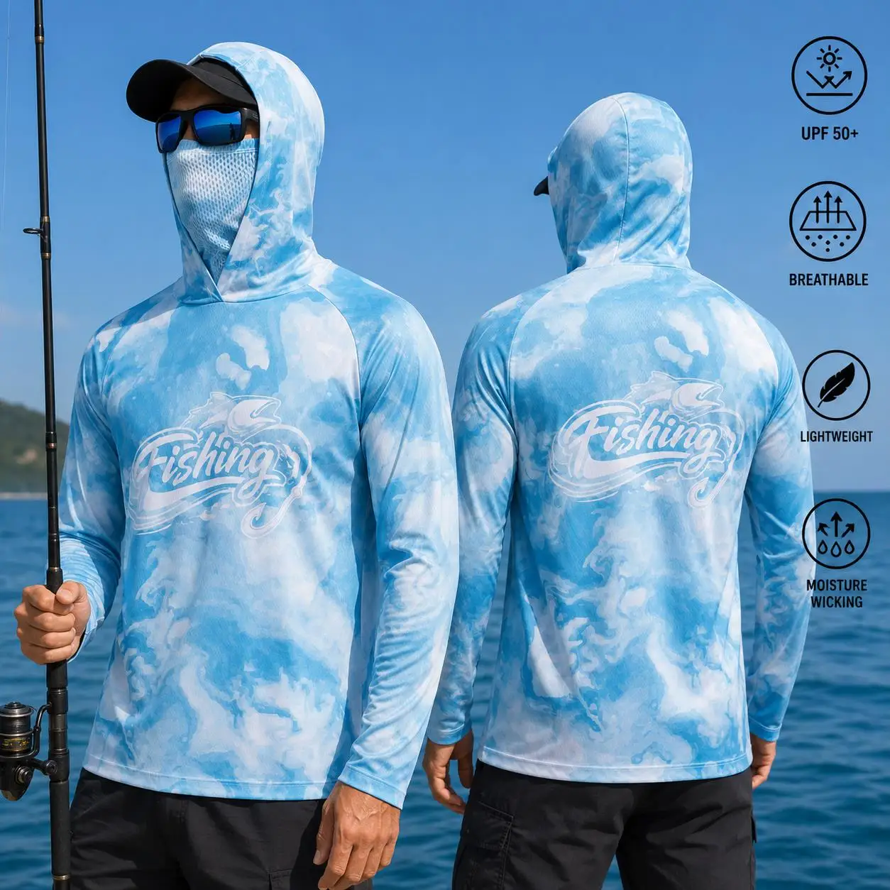 Mens Fishing Hooded Shirt UPF5 - Resin 评论和价格