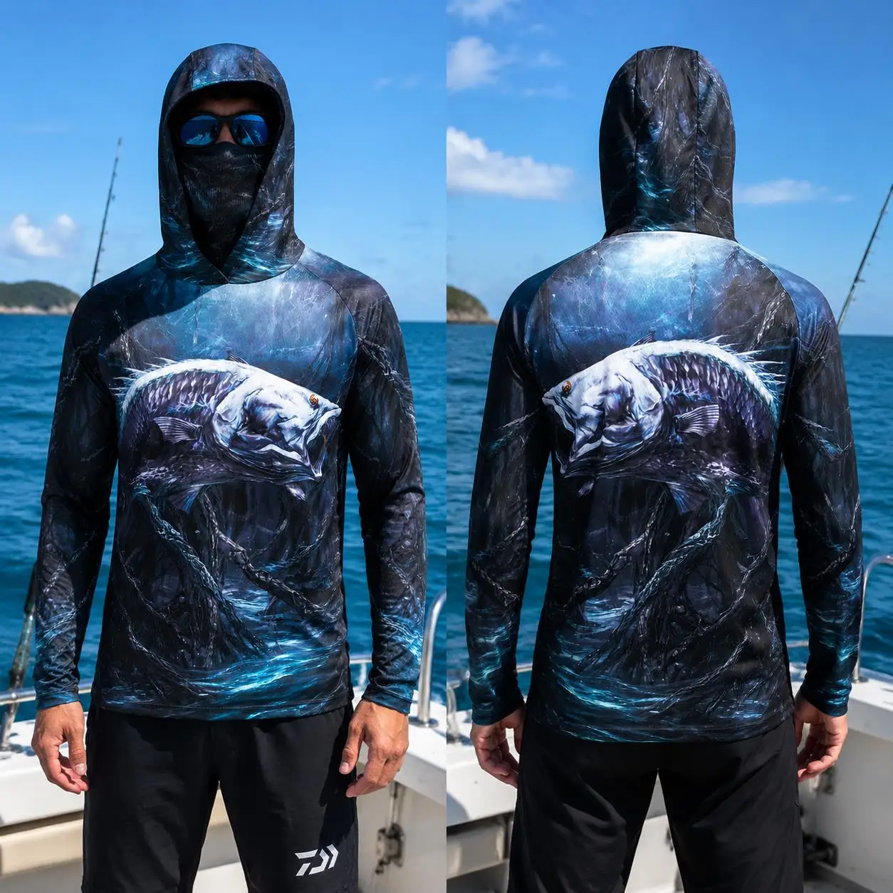 Mens Fishing Hooded Shirt UPF5 - Resin 评论和价格