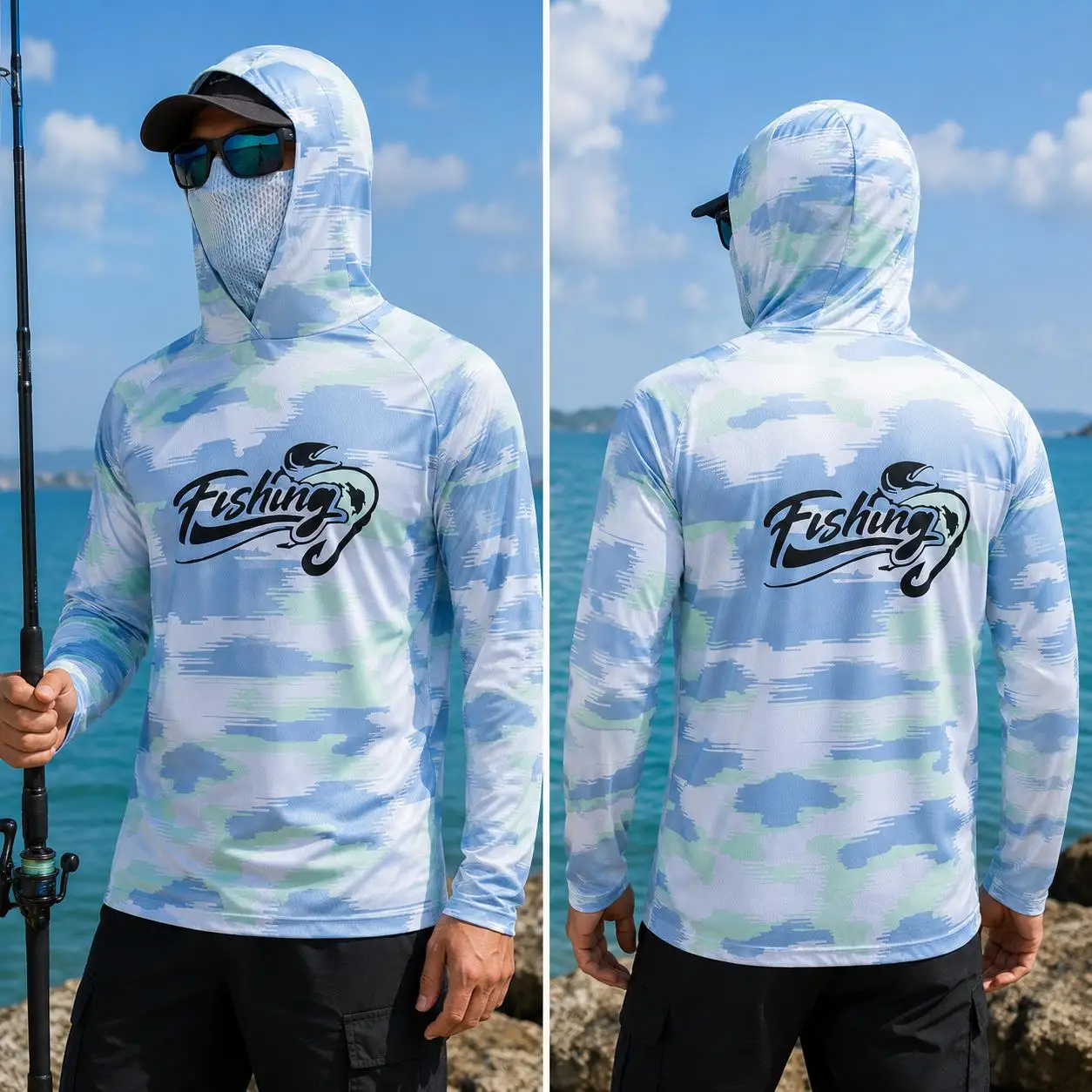 Mens Fishing Hooded Shirt UPF5 - Resin 评论和价格