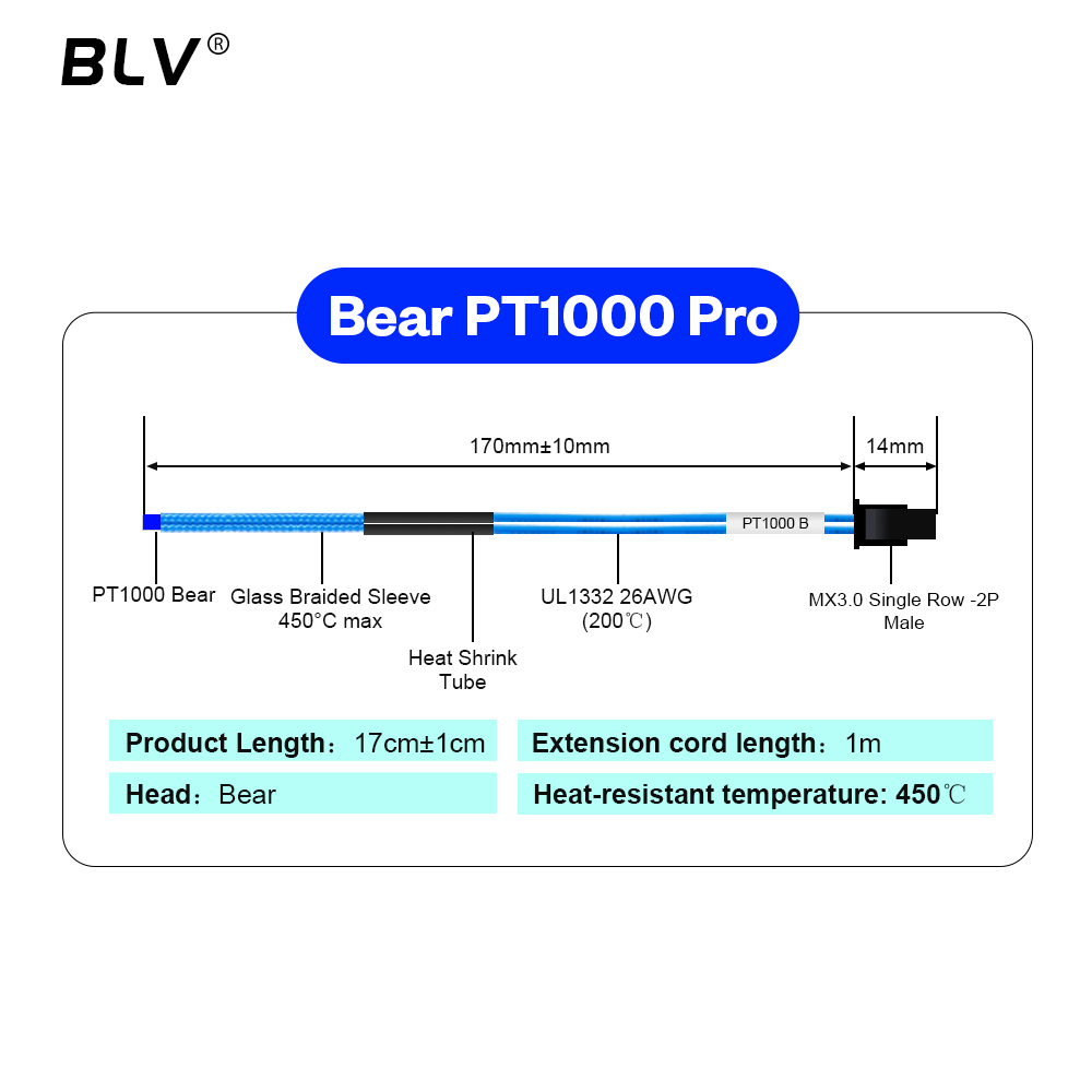BLV® PT1000 Thermistor M3 M4 B - Hotend Assembly 评论和价格